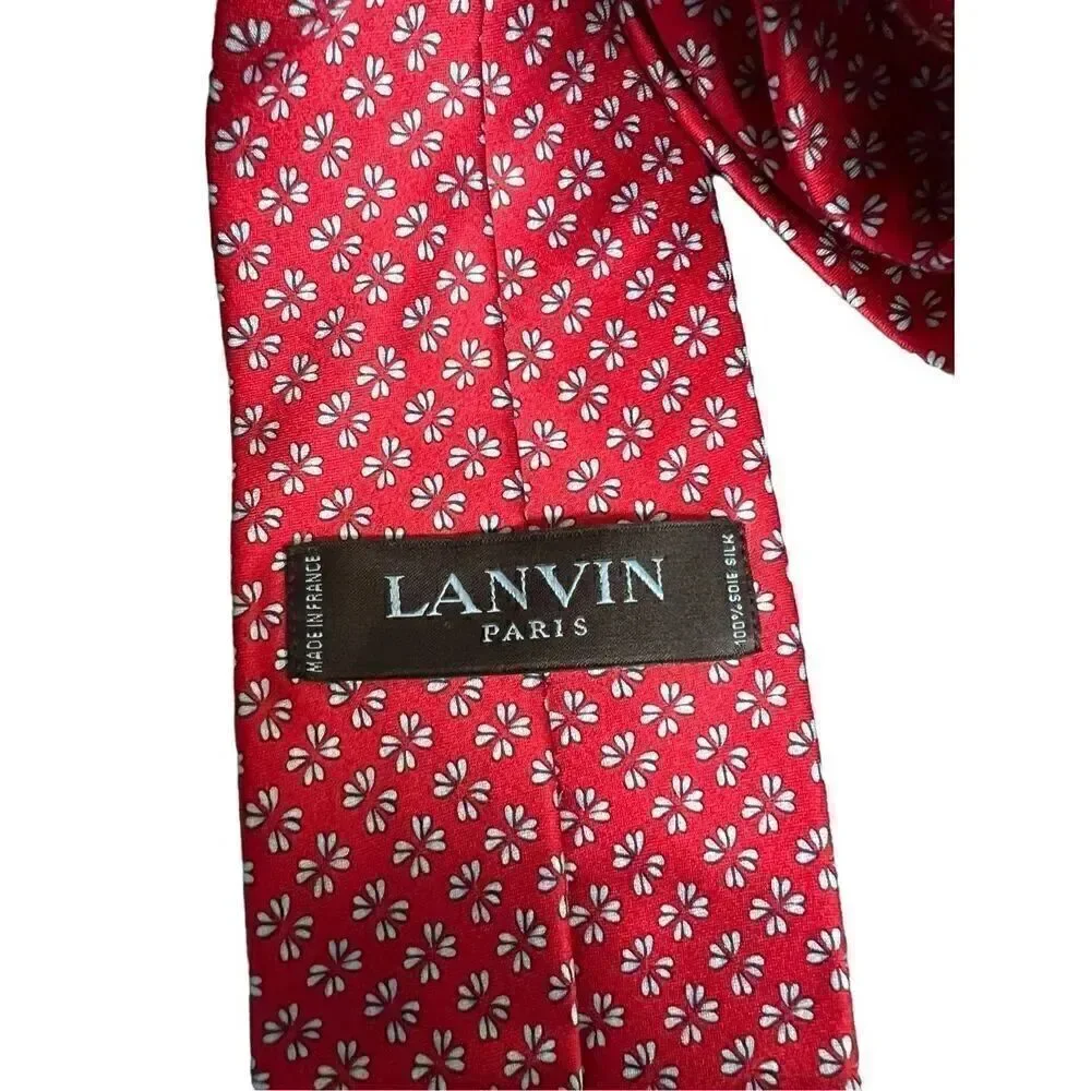 Lanvin Paris red silk floral Tie
